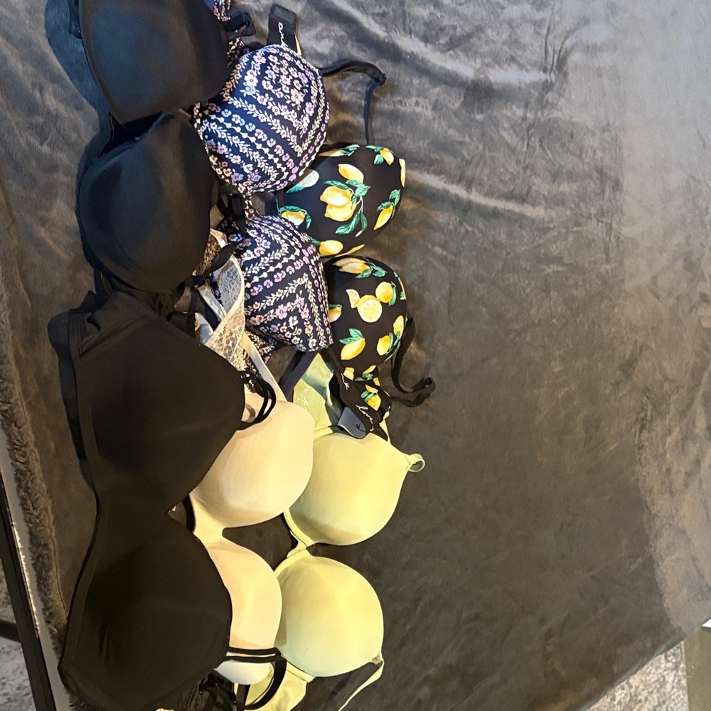 Victoria's Secret Black, Blue, and Yellow Bras